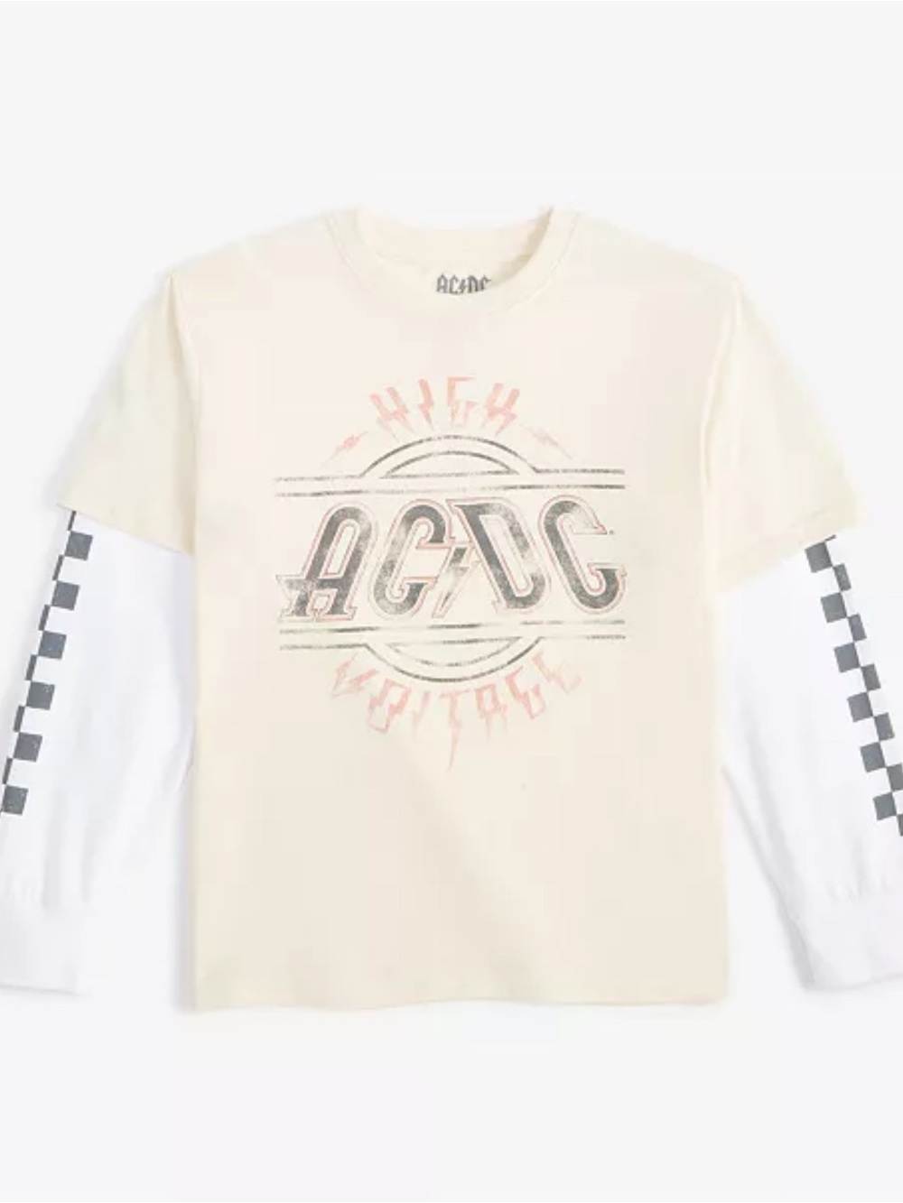 Greyson Threads Kids AC/DC Kids' Long-Sleeve Graphic Tee in Beige size M